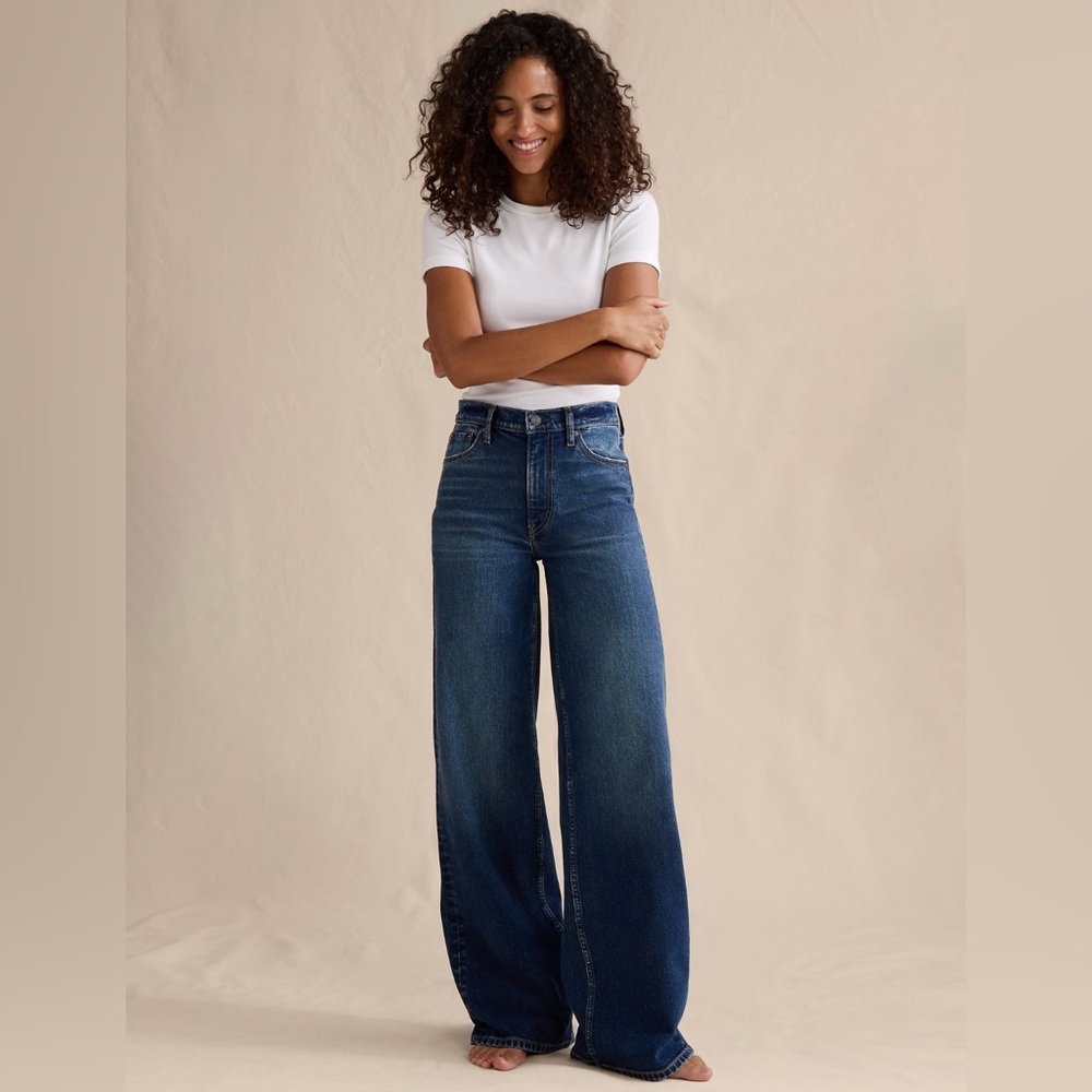 NWT! Banana Republic Medium Wash The Icon Classic Wide-Leg Jean - 🩷 31 Regular